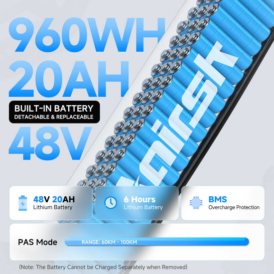 26“ Electric Bicycle for Adults with 100km Range Battery 250W 25km/h